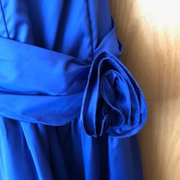 Glamorous Blue Vintage Junior Off Shoulder Formal Dress Prom Party 15-16 Large - Picture 4 of 14